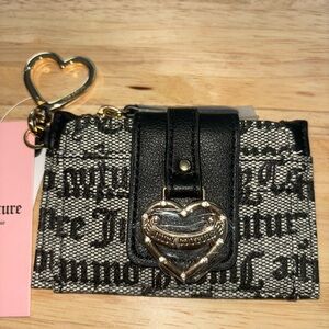 Juicy Couture Black Wallet Keychain with Diamond Heart
